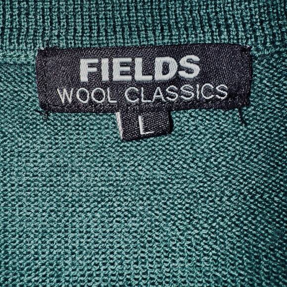 Lot of 2 Fields Classics Mens Large 100% Soft Wool Green Navy Sweater Washable - Picture 9 of 10